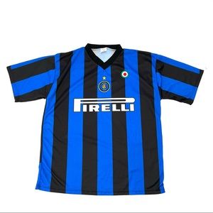 Pirelli Inter 1908 Martins #30 Size Large Striped Short Sleeve Jersey Shirt